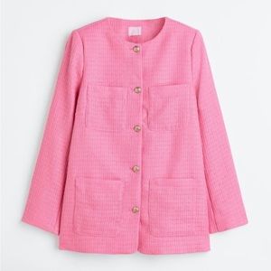 NWT Pink Boucle Tweed Jacket H&M Sz Large